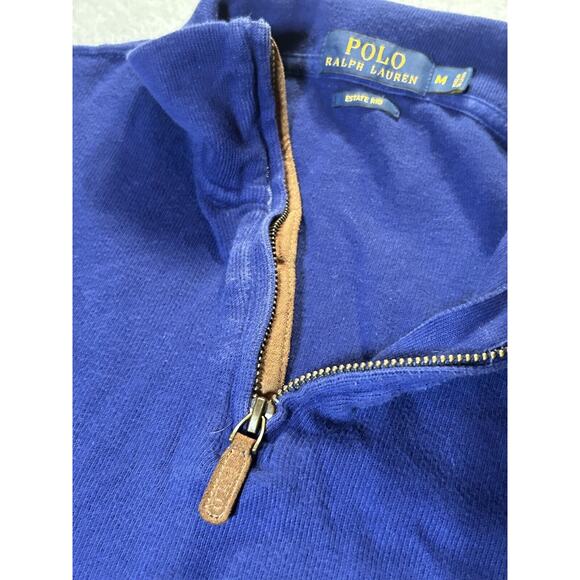 Polo Ralph Lauren Sweater Mens M Blue Estate Rib 1/4 Zip Pullover Sweatshirt - Picture 8 of 10